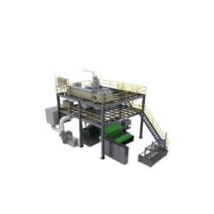 Volautomatische machine voor het maken van niet-geweven stoffen met enkele straal;