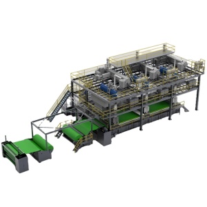 Stroj na výrobu netkanej textílie na výrobu textílií na výrobu textilných roliek